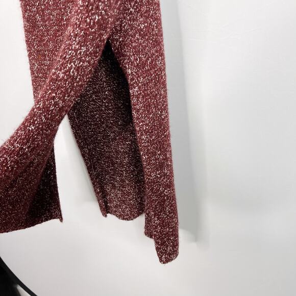 Anthropologie XS Bordeaux Red Flowy Maxi Tunic Sweater Turtleneck Sleeveless - Picture 5 of 15